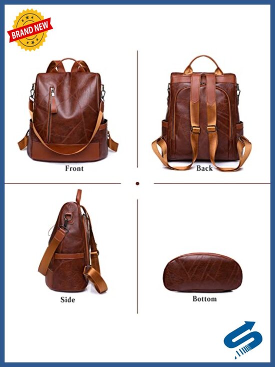 Anti-Theft Waterproof PU Leather Daypack for Travel Work Leisure main image 5